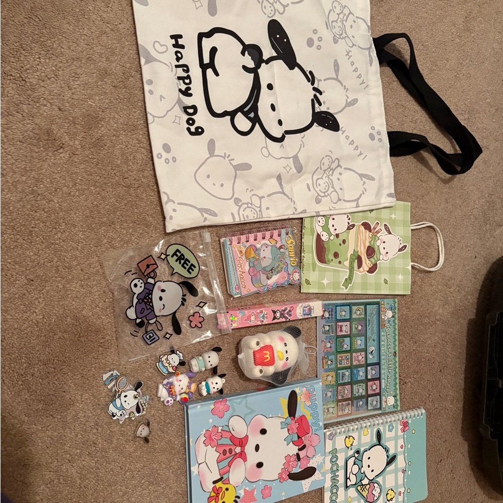 NWOT Sanrio extra large pochacco bag and more stationary bundle - Picture 2 of 13